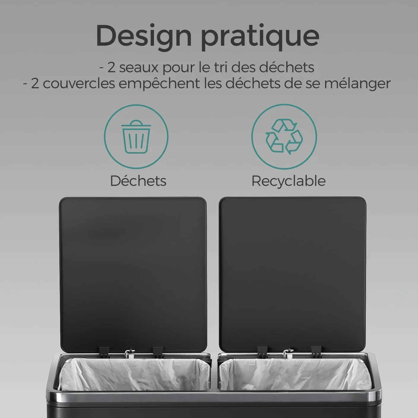 Poubelle double compartiment 2x30l - Igen Home
