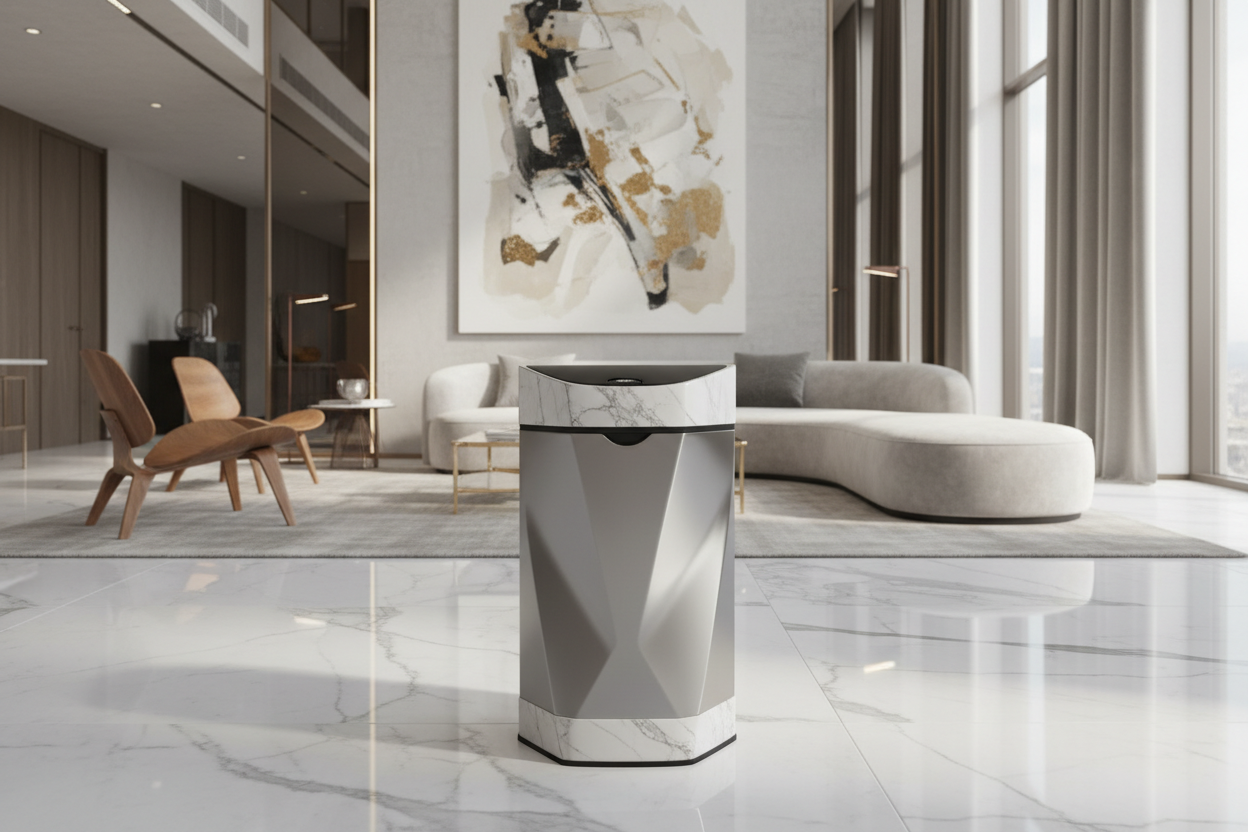 poubelle au centre d'une maison de luxe. poubelle très design très belle incroyable